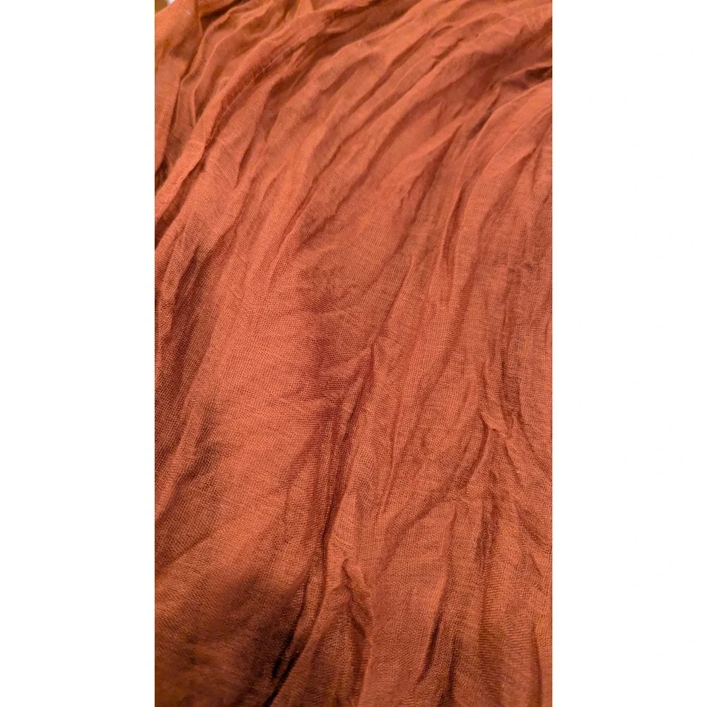 Gauze‎ Scarf OS Rust Orange Crinkle Mesh Sheer Boho Lightweight Wrap Ethereal